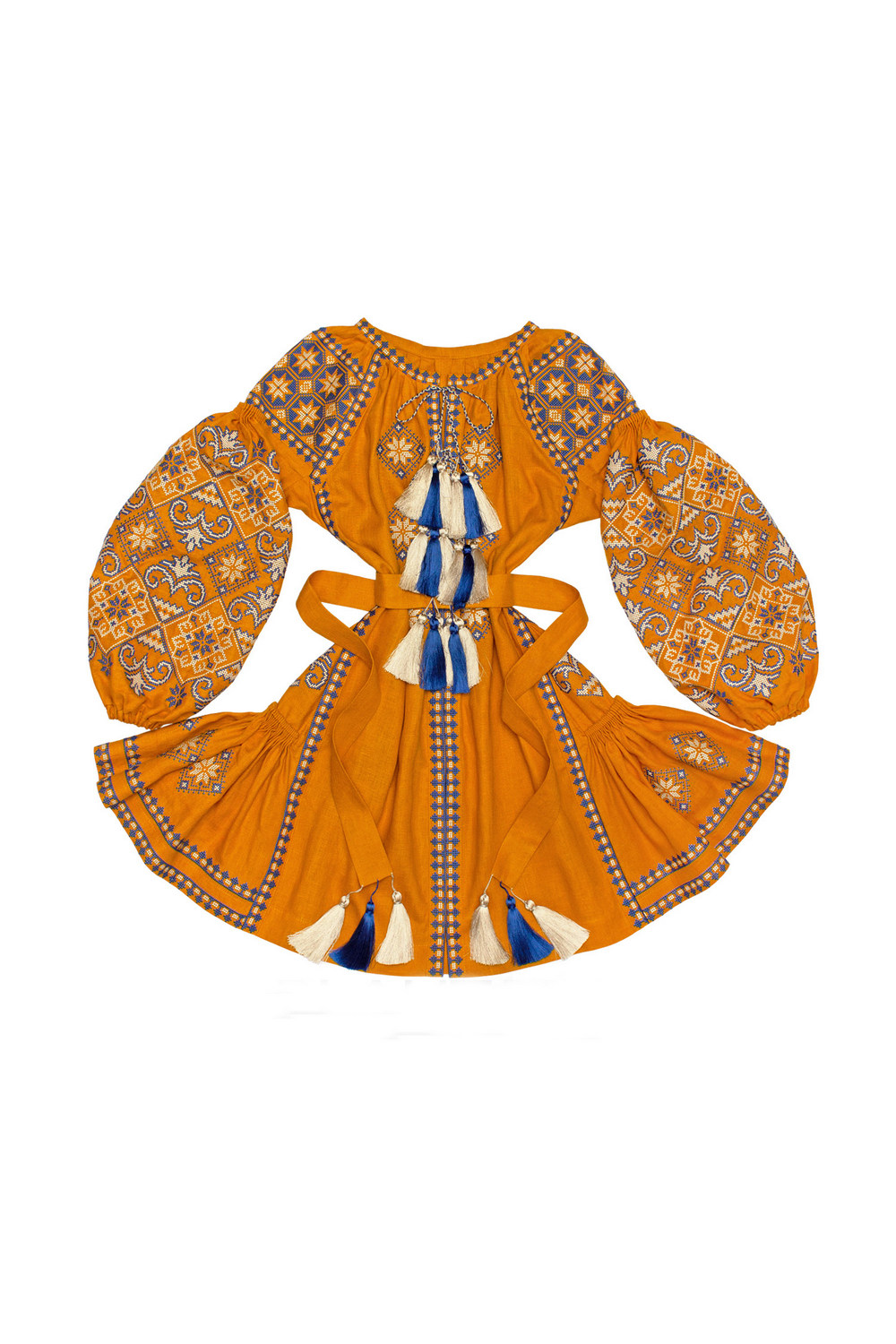 Buy Boho Hippie Folk Festival Linen Yellow Ukrainian Vyshyvanka dress, Comfortable embroidered dress